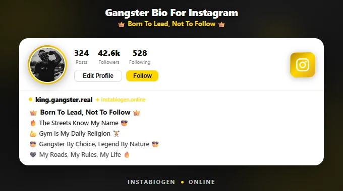 Best Gangster Bio For Instagram – Attitude, Boys & Copy Paste Bios